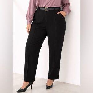 SPANX Black Pintucked High Rise Ponte Knit Pull-on Straight Leg Pants Size XL